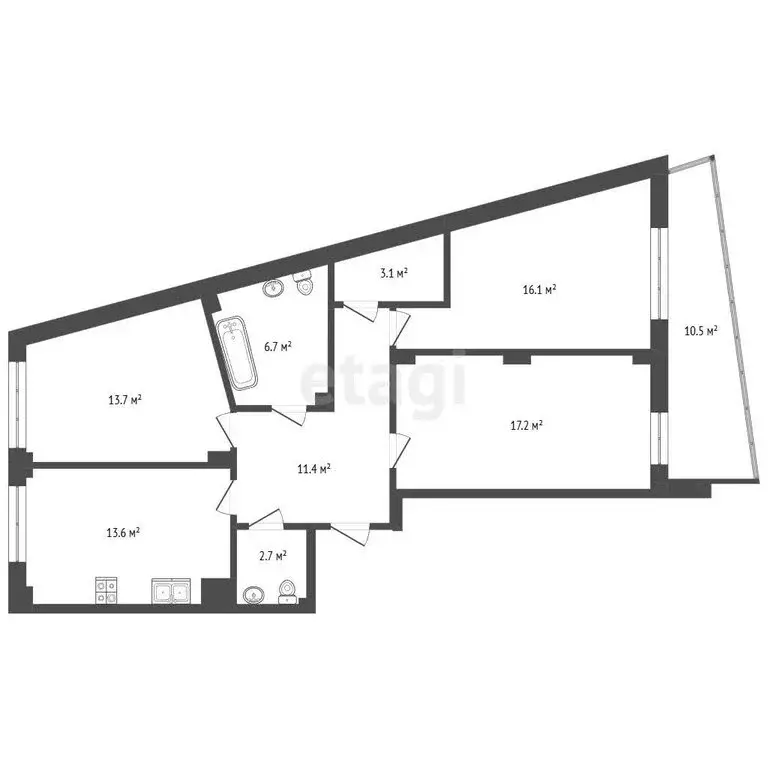 3-комнатная квартира: Нижний Новгород, улица Маршала Баграмяна, 1 (98 ... - Фото 1