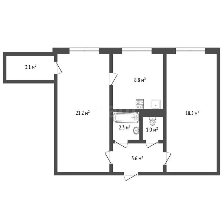 2-комнатная квартира: Ялуторовск, улица Менделеева, 3А (55.4 м) - Фото 1
