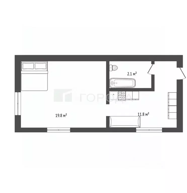 1-к кв. Алтайский край, Барнаул ул. Профинтерна, 18 (33.7 м) - Фото 2