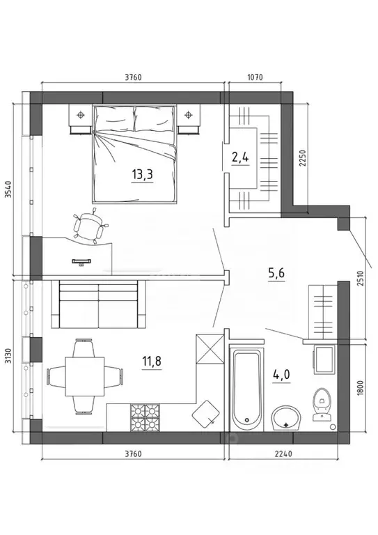 2-к кв. Кемеровская область, Кемерово Институтская ул., 30 (38.3 м) - Фото 1