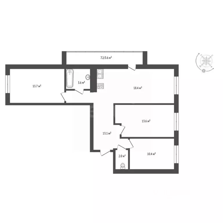 3-к кв. Вологодская область, Вологда ул. Возрождения, 55к3 (74.6 м) - Фото 2