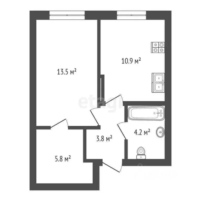 1-к кв. Тюменская область, Тюмень ул. Республики, 204к11 (38.2 м) - Фото 1