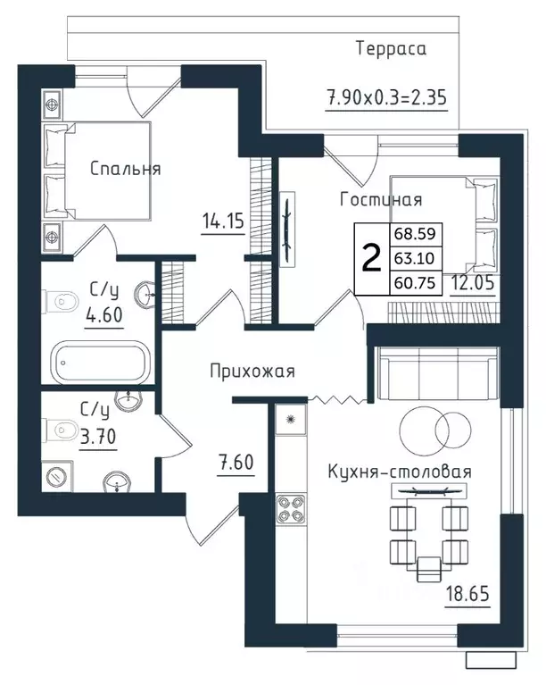 1-к кв. Калининградская область, Янтарный пгт Янтарные Сезоны жилой ... - Фото 1