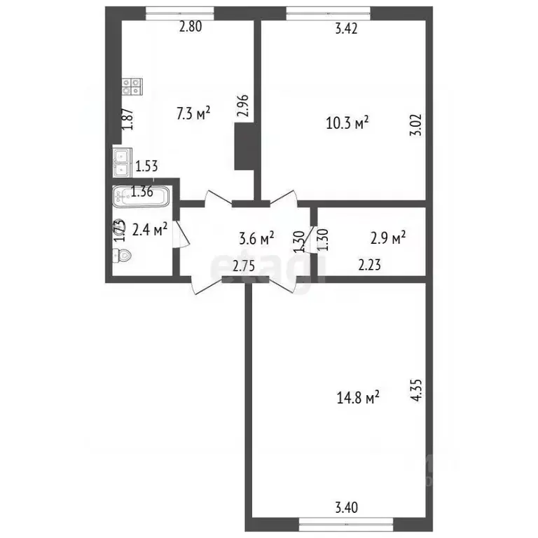 2-к кв. Забайкальский край, Чита ул. Фабричная, 3 (41.3 м) - Фото 1
