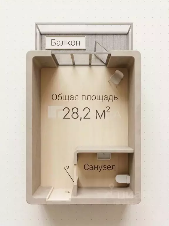 Студия Новосибирская область, Новосибирск ул. Виктора Уса, 4 (28.2 м) - Фото 2