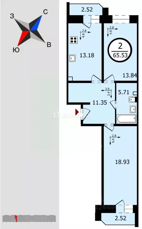 2-к кв. Владимирская область, Владимир ул. Горького, 133А (64.1 м) - Фото 2