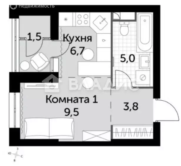 Квартира-студия: Москва, Строительный проезд, 9к1 (27 м) - Фото 0