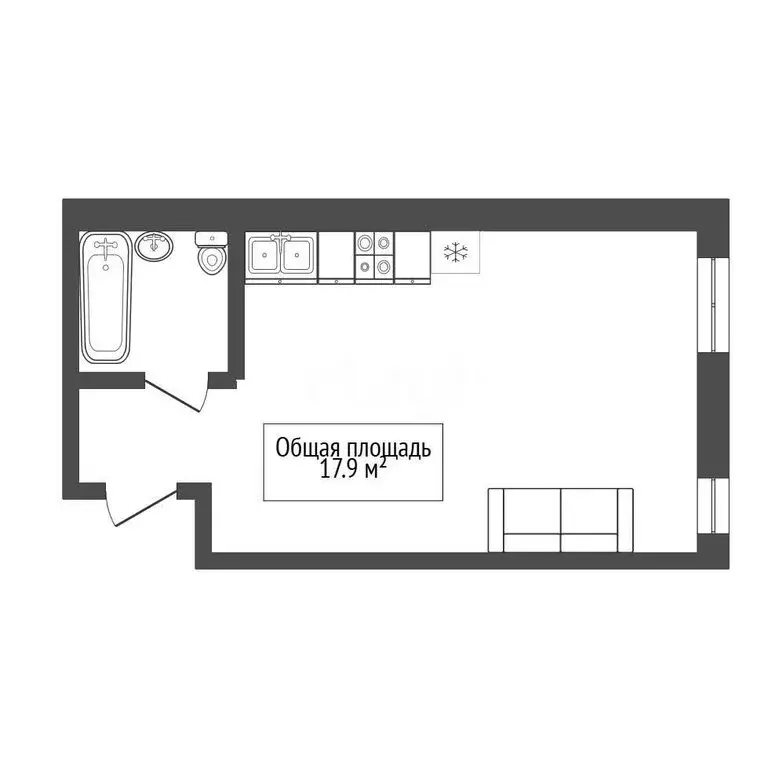 Квартира-студия: Новосибирск, 2-й переулок Крашенинникова, 2 (17.9 м) - Фото 1
