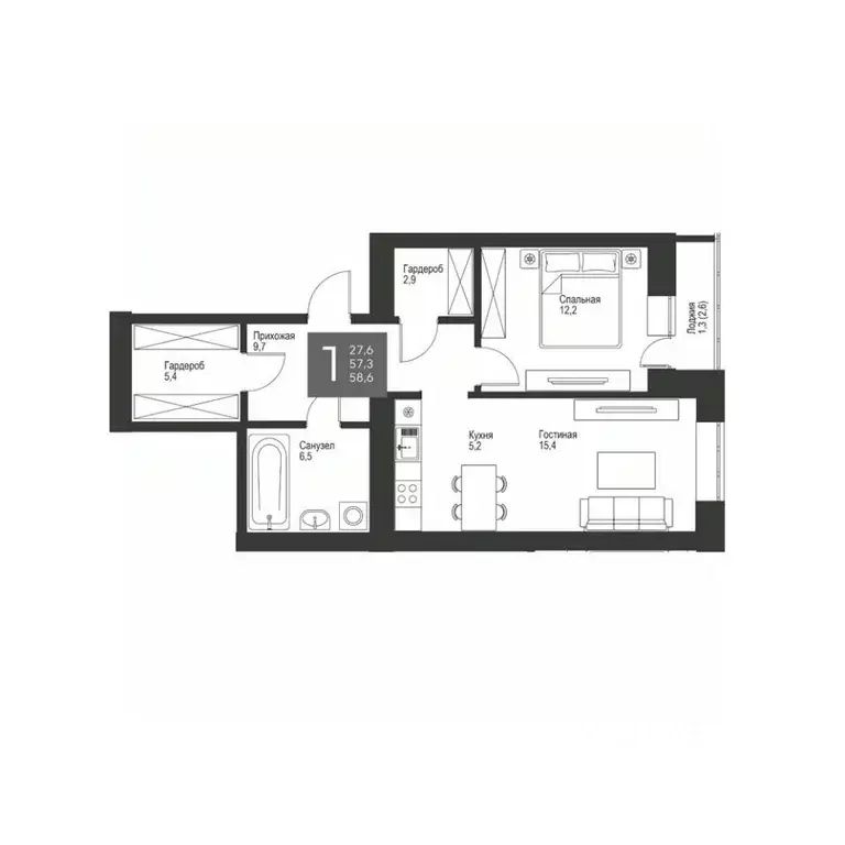 1-к кв. Татарстан, Альметьевск ул. Гафиатуллина, 60 (57.6 м) - Фото 0