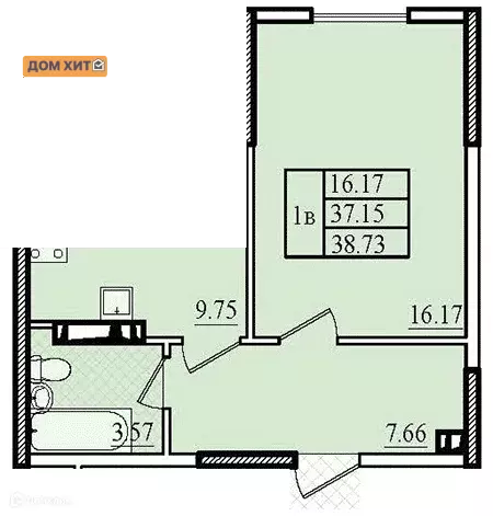 Продаётся 1-к квартира, 39.8 м - Фото 1