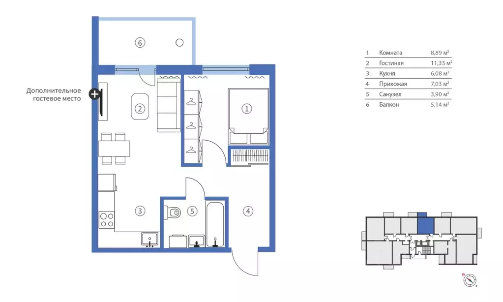 2-к кв. Карелия, Петрозаводск ул. Брестская, 6 (42.37 м) - Фото 1