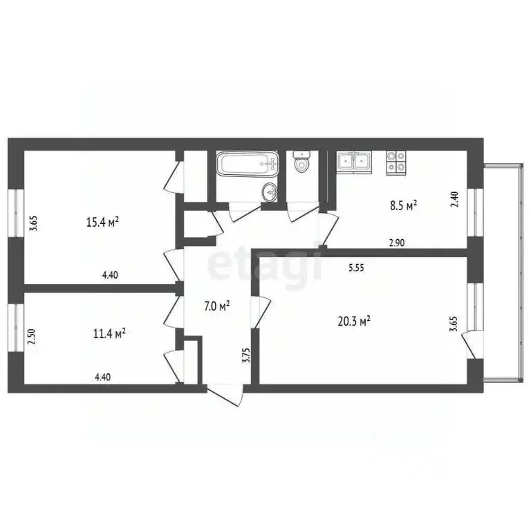 3-к кв. Крым, Бахчисарайский район, с. Верхоречье ул. Садовая, 3 (71.1 ... - Фото 2