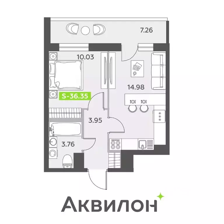 2-к кв. Санкт-Петербург пос. Шушары,  (36.35 м) - Фото 0