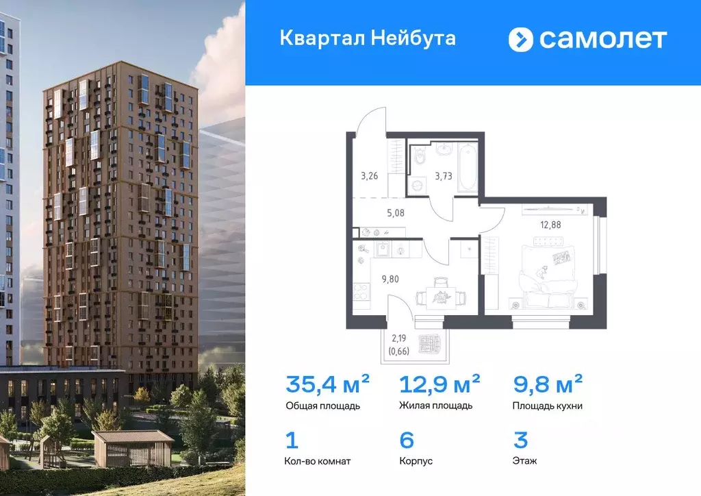 1-к кв. Приморский край, Владивосток ул. Нейбута (35.43 м) - Фото 1
