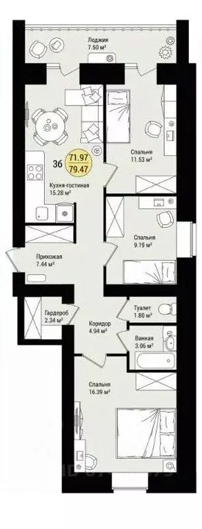3-к кв. Марий Эл, Медведево городское поселение, Медведево пгт ул. ... - Фото 2