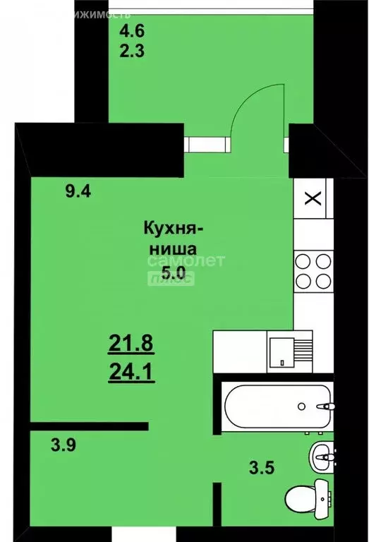 1-комнатная квартира: Чигири, улица Василенко, 5/2 (24.1 м) - Фото 2