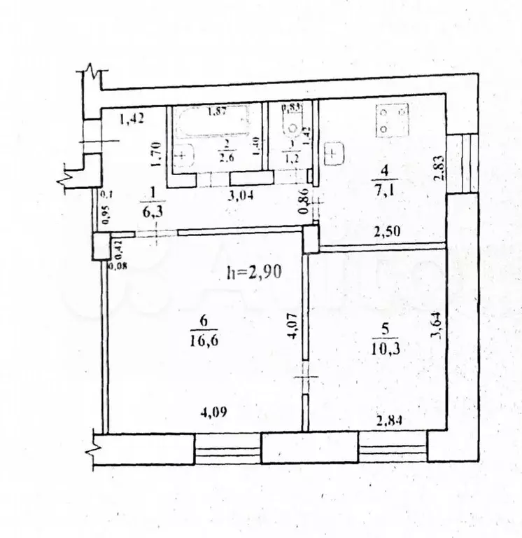 2-к. квартира, 44,1 м, 2/4 эт. - Фото 0