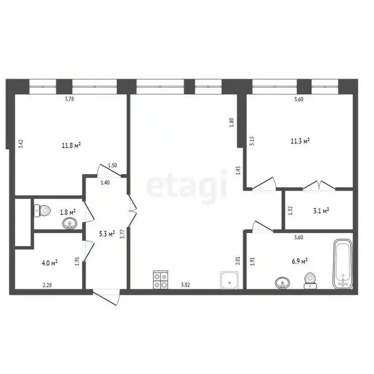 2-к кв. Москва ул. Куусинена, 7к1 (70.0 м) - Фото 1