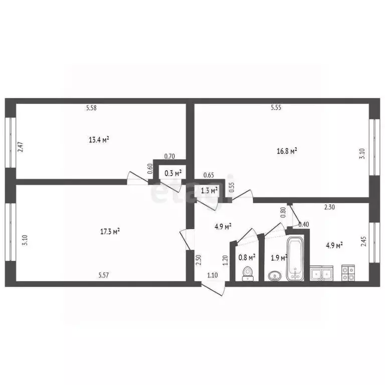 3-к кв. Мордовия, Саранск ул. Александра Невского, 103 (60.6 м) - Фото 2