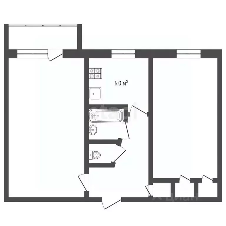 2-к кв. Тюменская область, Тюмень ул. Осипенко, 41 (43.6 м) - Фото 2