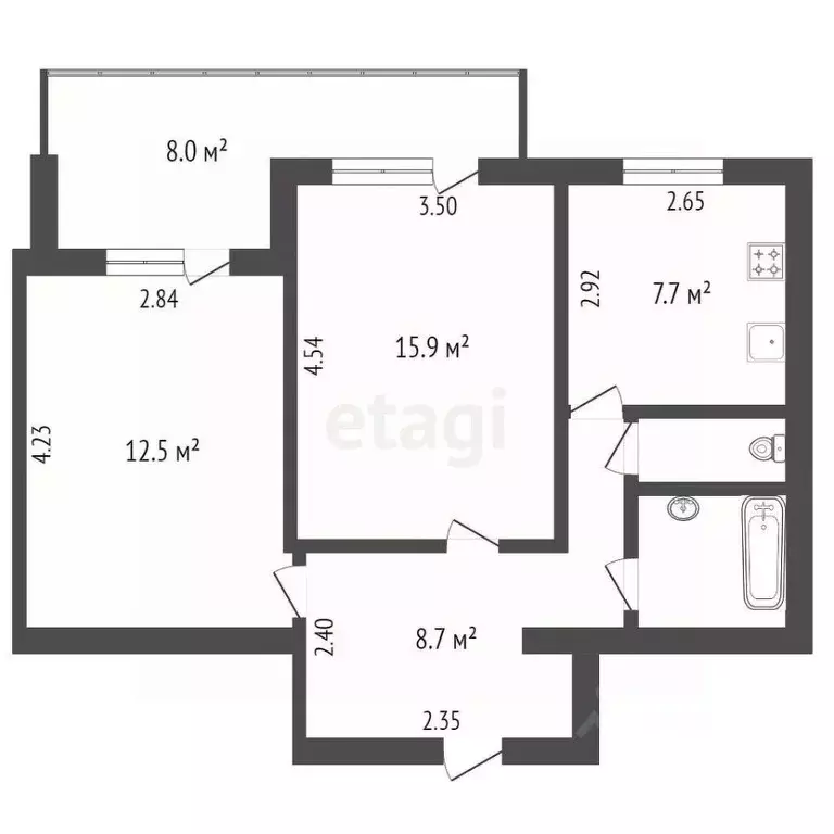 2-к кв. Крым, Симферополь ул. Лексина (59.6 м) - Фото 2