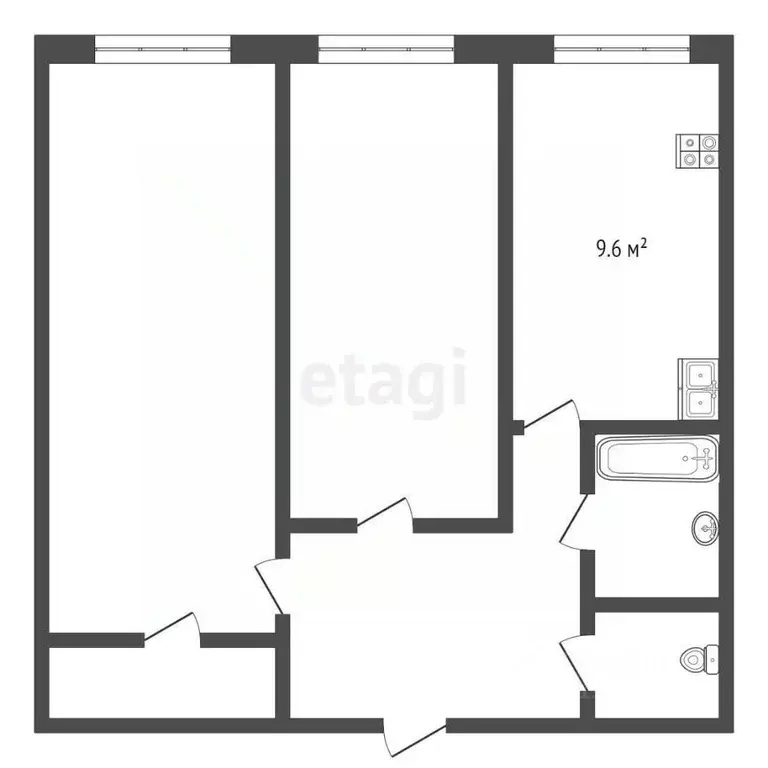 2-к кв. Липецкая область, Липецк ул. Нестерова, 12 (47.5 м) - Фото 2
