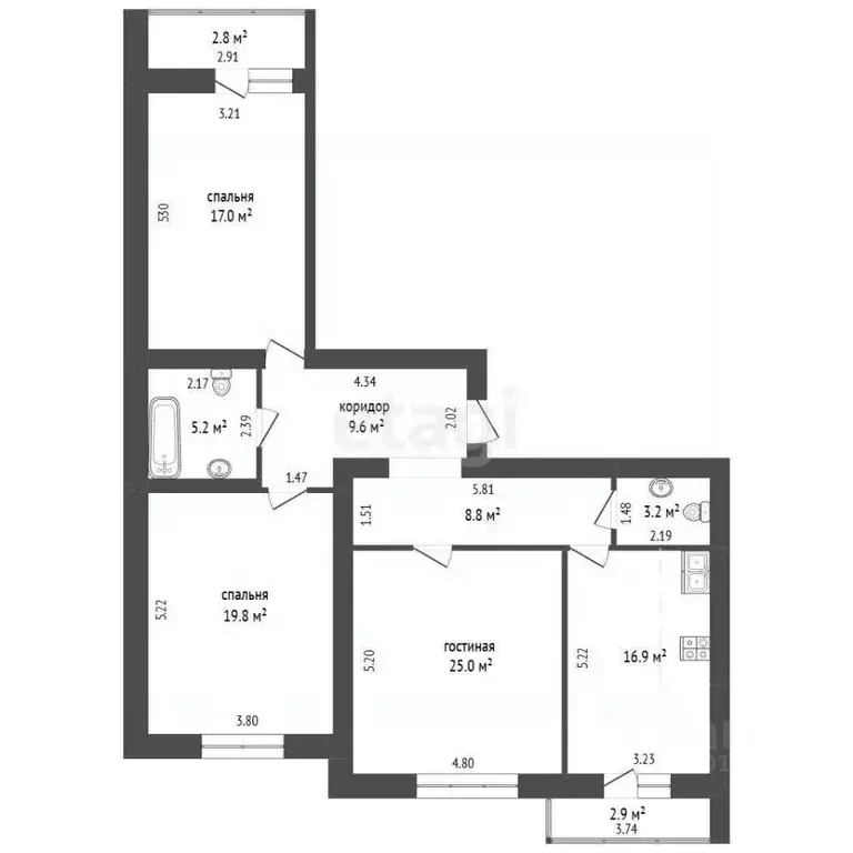 3-к кв. Самарская область, Самара ул. Петра Алабина, 6 (106.0 м) - Фото 2