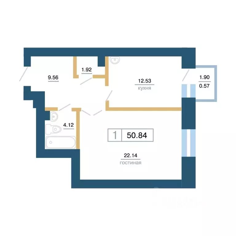 1-к кв. Красноярский край, Красноярск ул. Бограда, 103 (51.29 м) - Фото 1