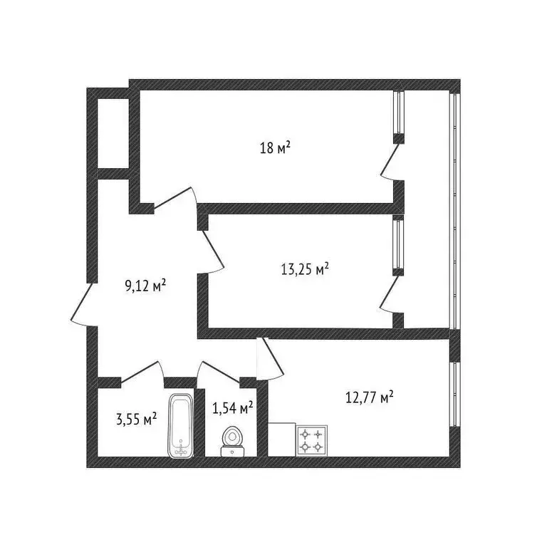 2-комнатная квартира: Белгород, улица Есенина, 15 (61 м) - Фото 1