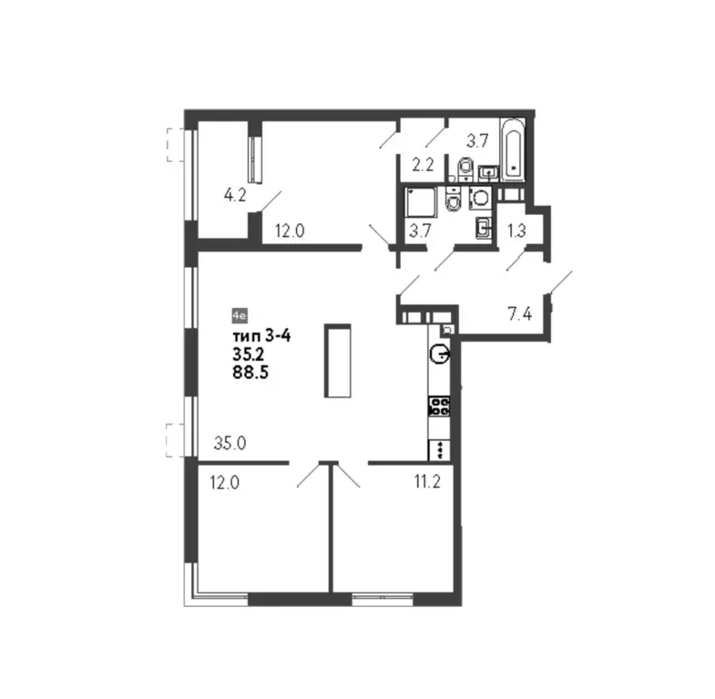 Продаётся 3-к квартира, 90.6 м - Фото 0