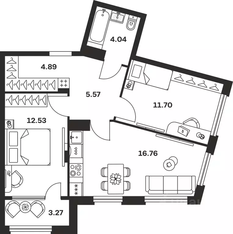 2-к кв. Тульская область, Тула Баташи Парк жилой комплекс (58.76 м) - Фото 1