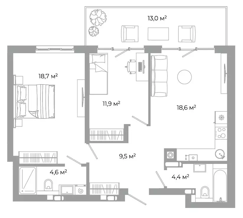 2-комнатная квартира: Астрахань, улица Латышева, 16А (80.7 м) - Фото 1