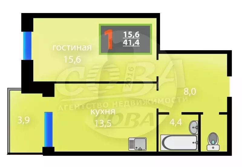 1-комнатная квартира: Тюмень, улица Бориса Житкова, 8к1 (40.6 м) - Фото 1