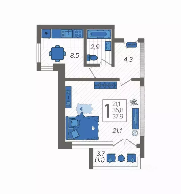1-к кв. Краснодарский край, Сочи ул. Искры, 88к2 (37.0 м) - Фото 1