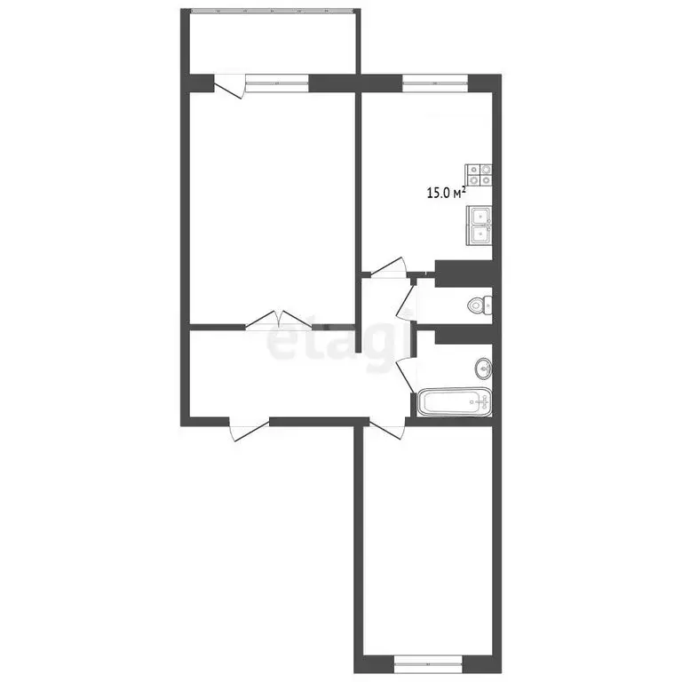 2-комнатная квартира: Феодосия, Симферопольское шоссе, 11к1 (57.2 м) - Фото 1