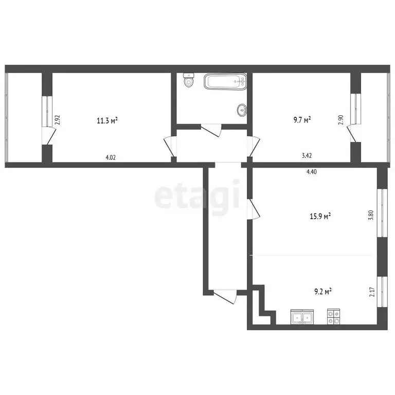 3-комнатная квартира: Омск, улица 12 Декабря, 102 (59.7 м) - Фото 1