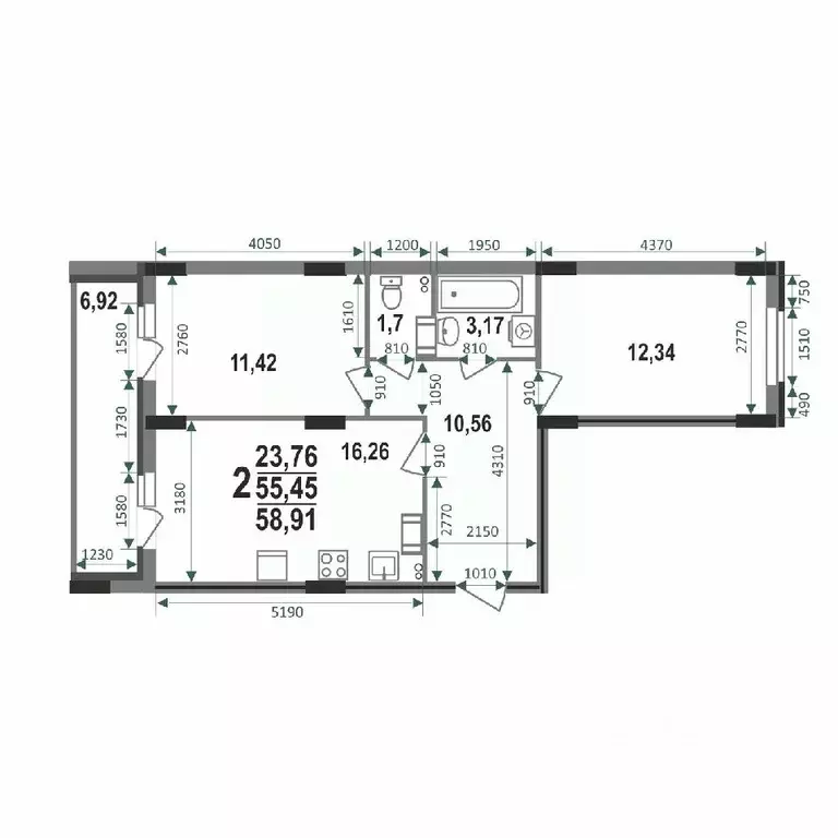 2-к кв. Владимирская область, Ковров Еловая ул., 11 (58.91 м) - Фото 0