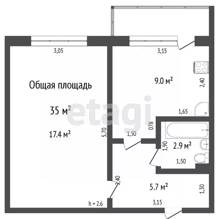 1-к кв. Алтайский край, Бийск ул. Александра Можайского, 7 (34.8 м) - Фото 1