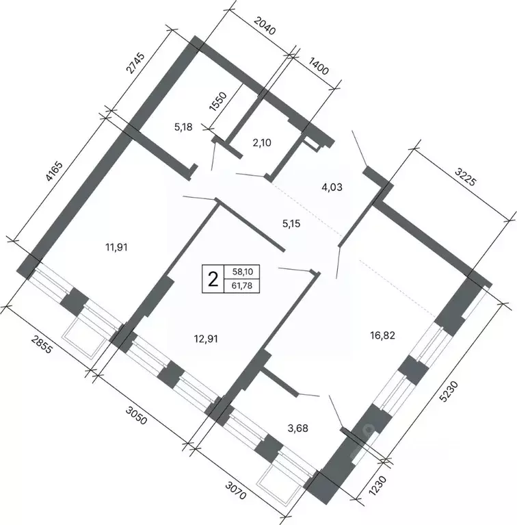 2-к кв. Свердловская область, Екатеринбург ул. Мира, 47/6 (61.78 м) - Фото 1