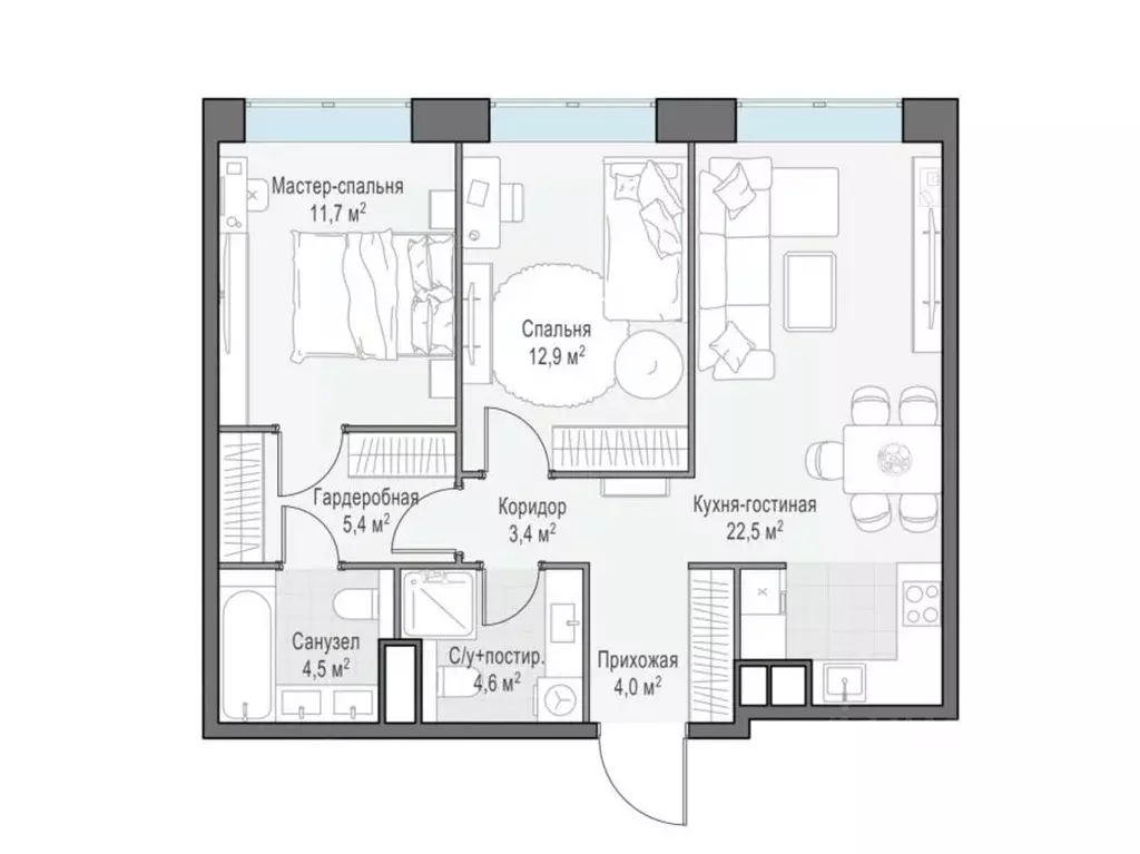 2-к кв. Москва просп. Генерала Дорохова, 39к2Л (69.0 м) - Фото 1