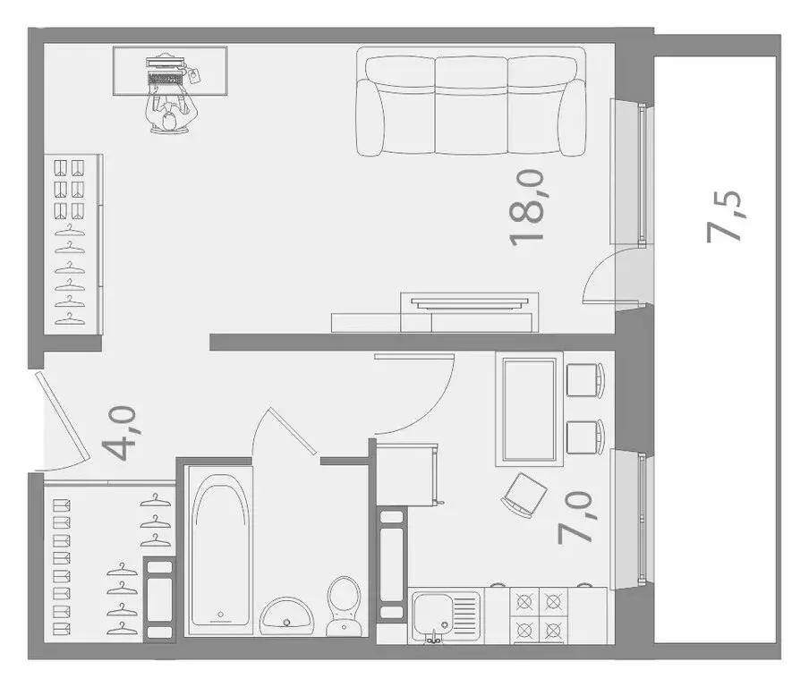 1-комнатная квартира: Томск, улица Пришвина, 52 (38.52 м) - Фото 0