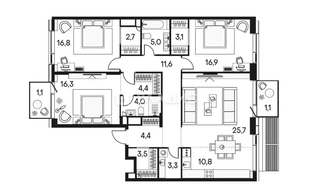 4-комнатная квартира: Москва, СЗАО, район Покровское-Стрешнево, жилой ... - Фото 1