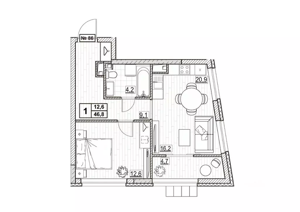 1-к кв. Нижегородская область, Нижний Новгород ул. Ванеева (46.8 м) - Фото 1