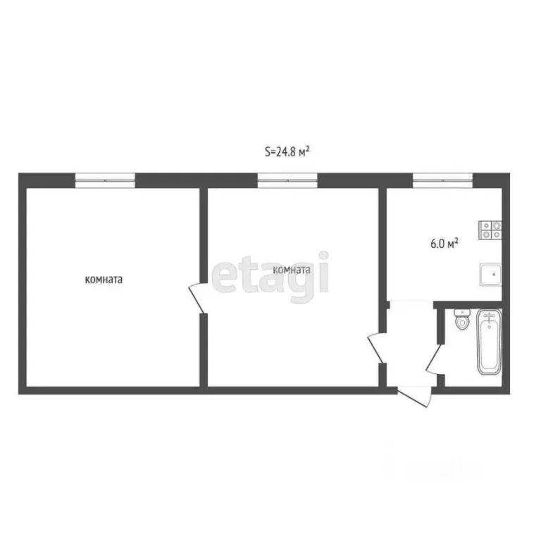 1-к кв. Коми, Ухта ул. Дежнева, 19 (24.8 м) - Фото 2