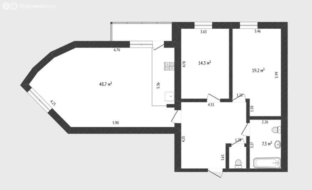 2-комнатная квартира: Тюмень, улица Коммунаров, 35 (108.5 м) - Фото 2