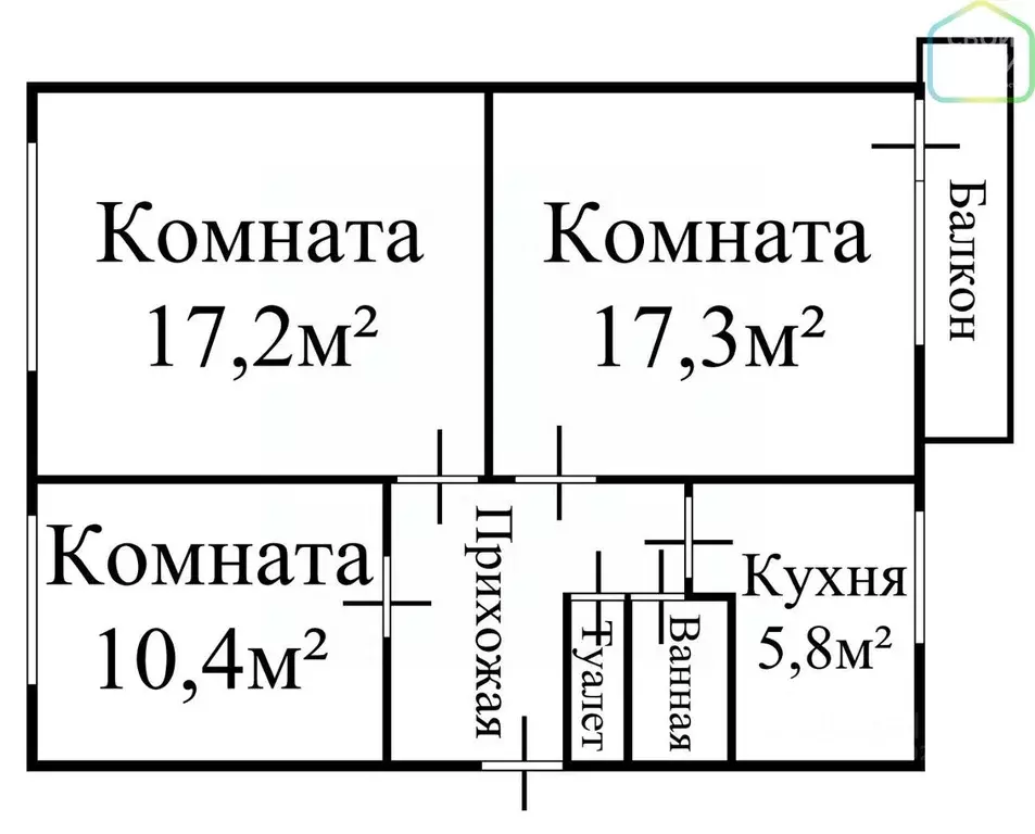 3-к кв. Рязанская область, Рязань Песочня тер., ул. Зубковой, 4 (61.4 ... - Фото 1