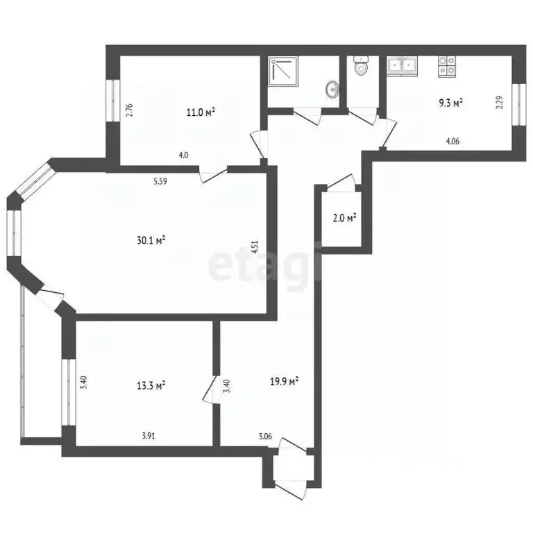 3-к кв. Ямало-Ненецкий АО, Новый Уренгой просп. Губкина, 7А (90.8 м) - Фото 0