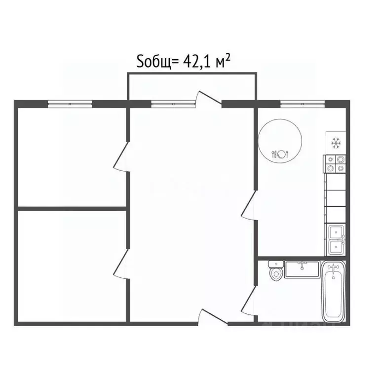 3-к кв. Брянская область, Брянск Белые Берега пгт, Новая ул., 6 (42.1 ... - Фото 2