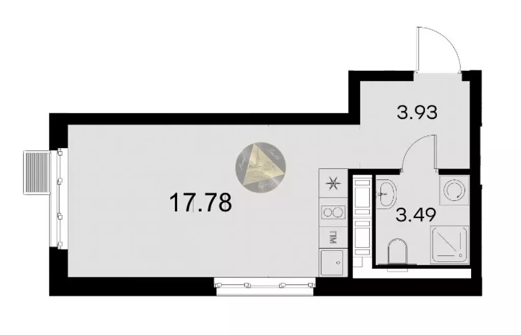 Квартира-студия: Санкт-Петербург, улица Шкапина, 15 (25.2 м) - Фото 0