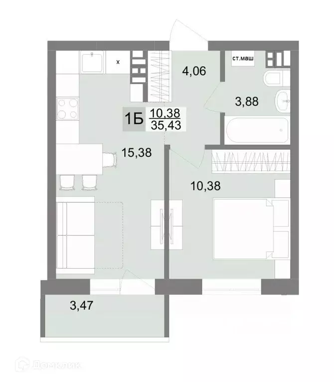 Продаётся 1-к квартира, 34.8 м - Фото 0